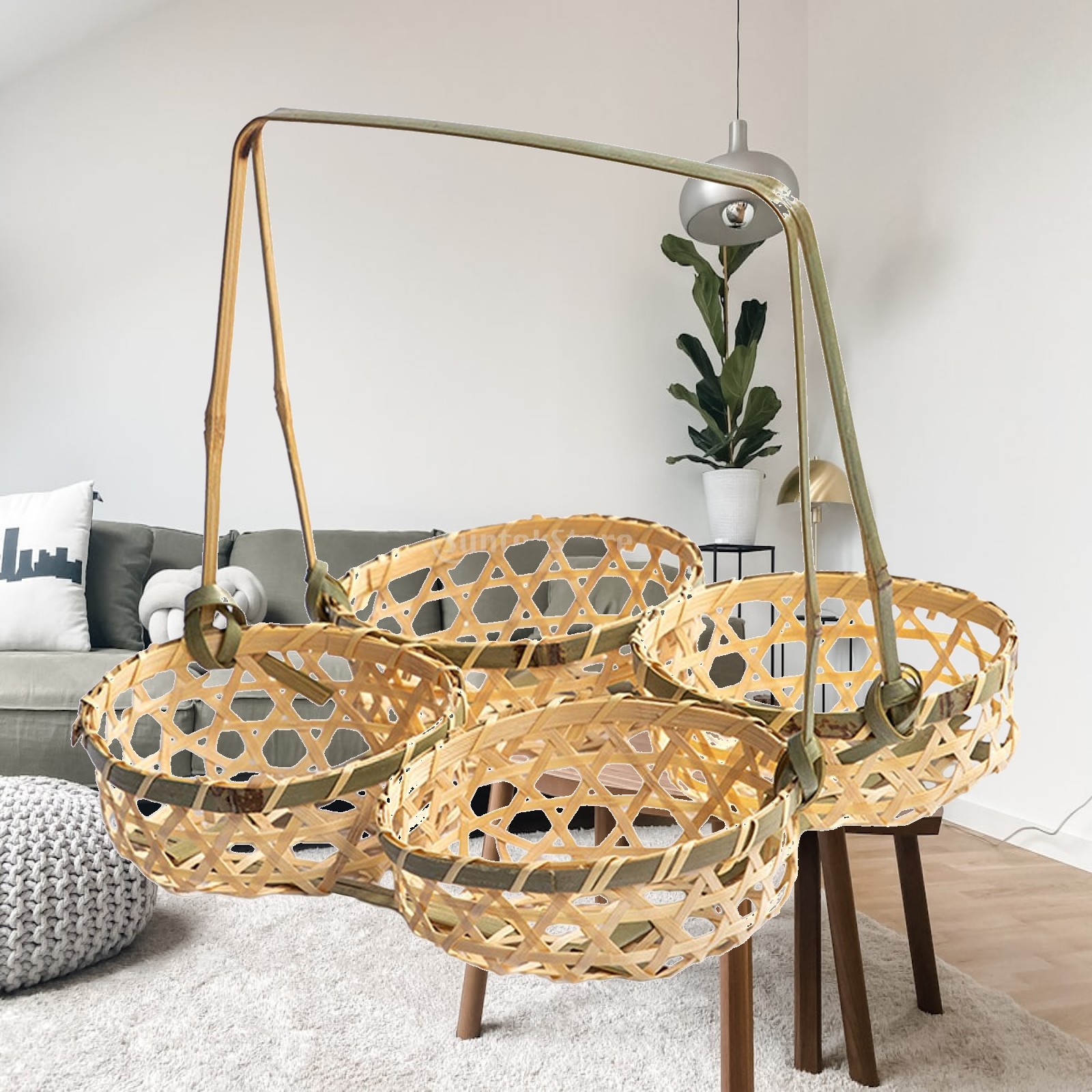 Snacks Food Gift Baskets - Picnic Woven Basket Bamboo Food Serving