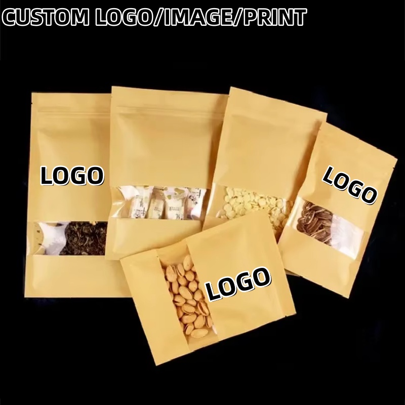 Flat Bottom Kraft Paper Ziploc - đánh giá và giá Logo Food Snack