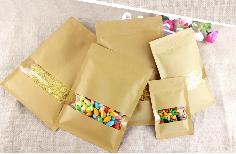 Flat Bottom Kraft Paper Ziploc - đánh giá và giá Logo Food Snack
