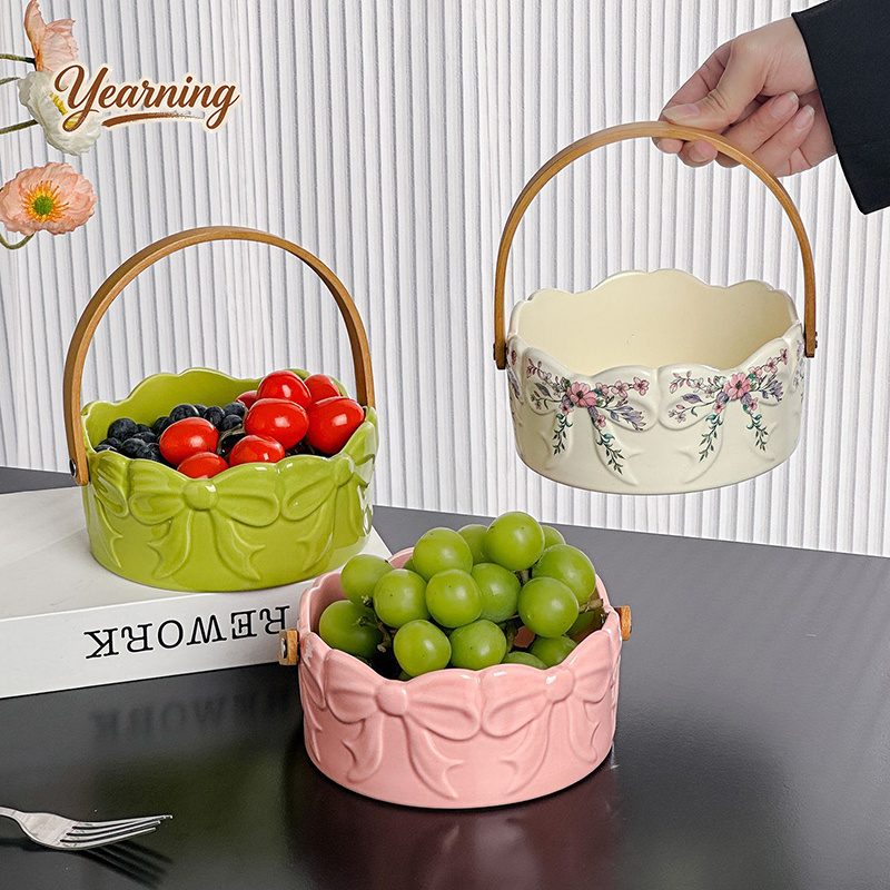 High End Bow Handle Ceramic Fr - đánh giá và giá Snacks Food Gift Baskets