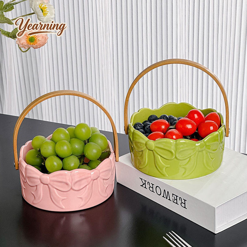 High End Bow Handle Ceramic Fr - đánh giá và giá Snacks Food Gift Baskets