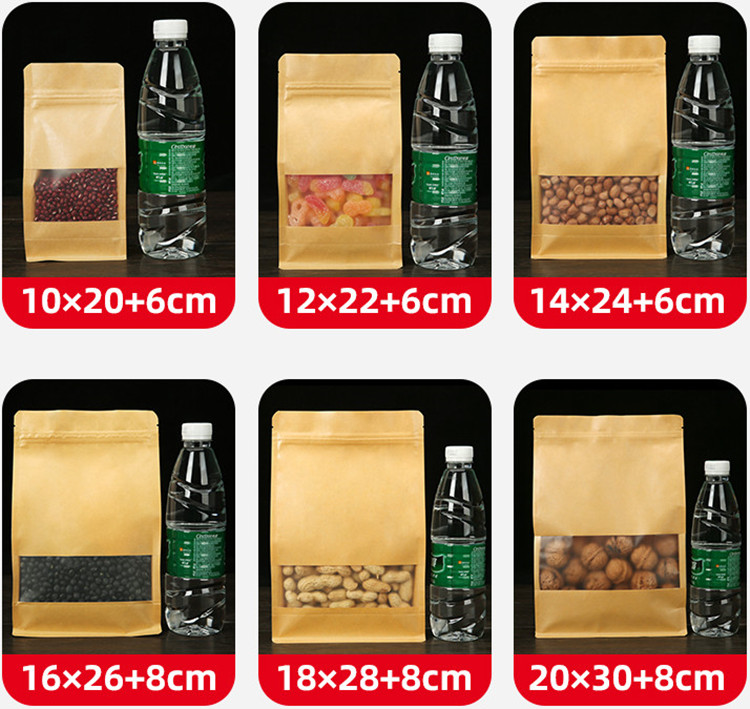 50PCS 3D Stand-up Kraft Paper  - đánh giá và giá Logo Food Snack