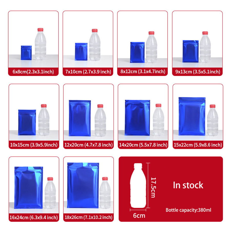 100pcs Matte Blue Foil Zipper  - đánh giá và giá Snacks Food In Us