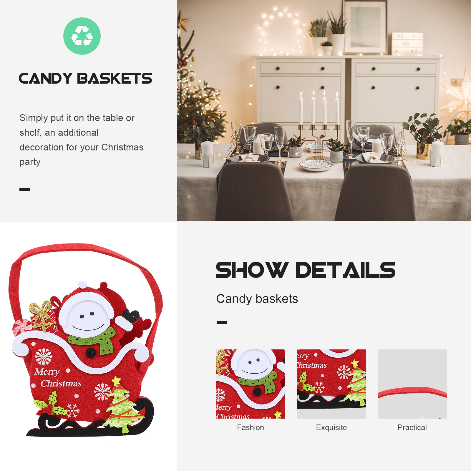1Pcs Christmas Candy Basket Xm - đánh giá và giá Snacks Food Gift Baskets