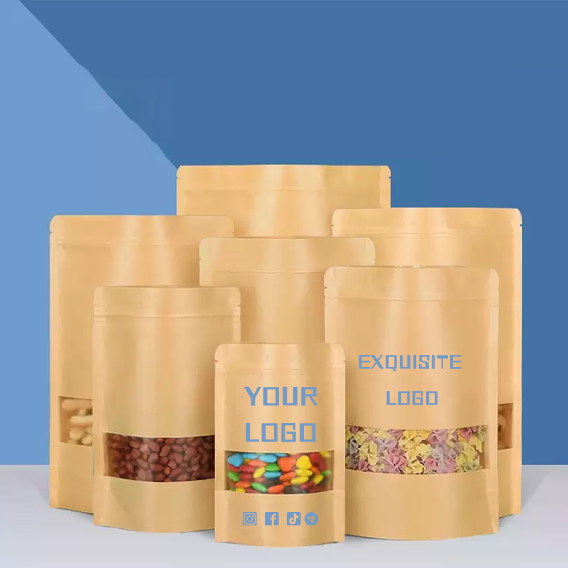 50 kraft paper bags,windowed s - đánh giá và giá Logo Food Snack