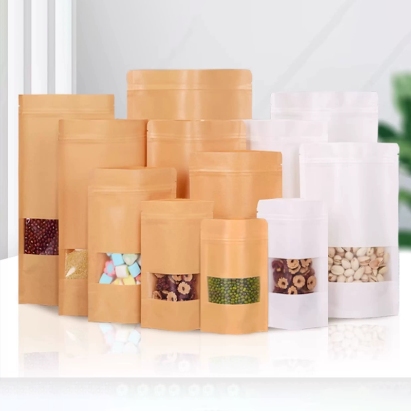 50 kraft paper bags,windowed s - đánh giá và giá Logo Food Snack